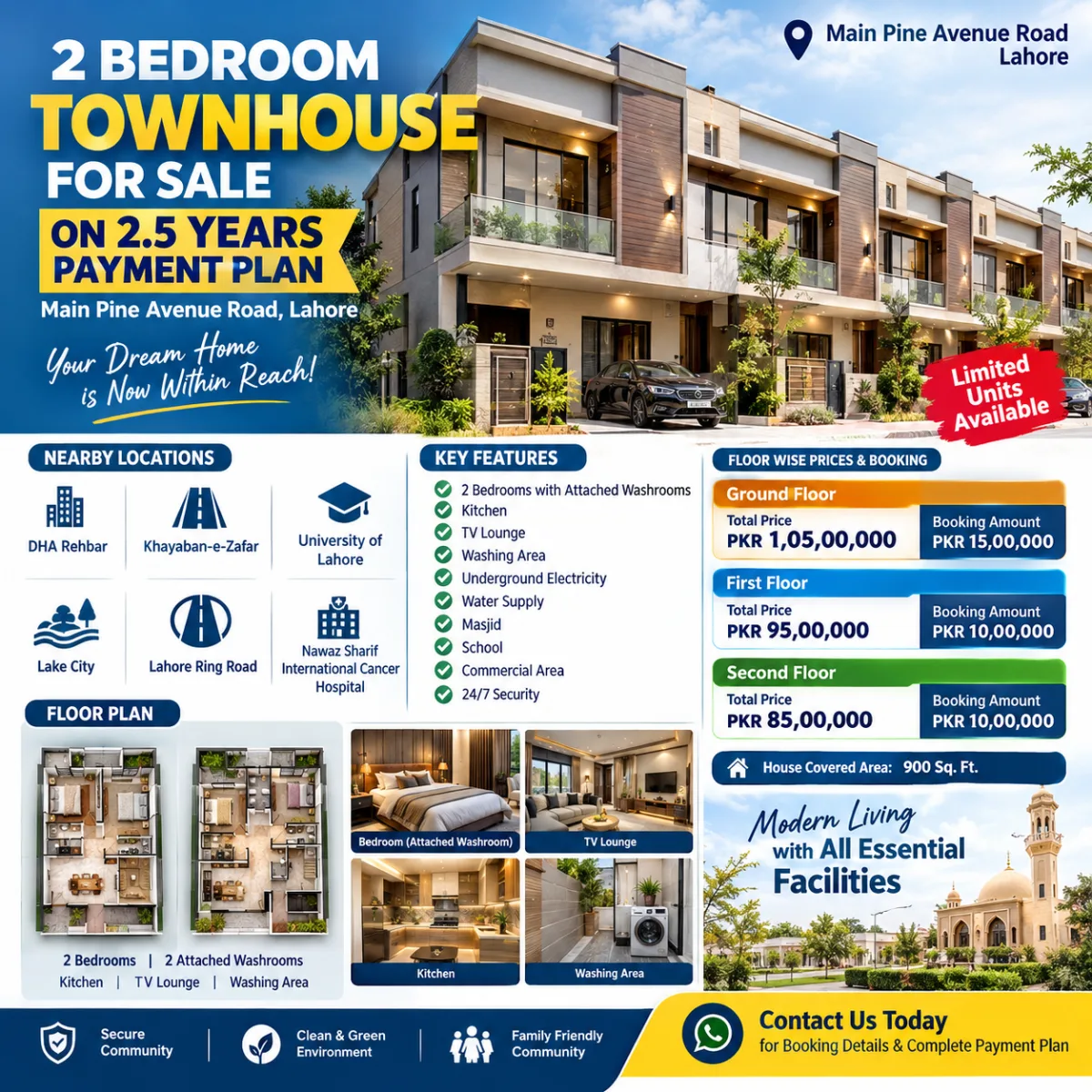 2 Bedroom Furnish Townhouse for Sale on Installments in Lahore